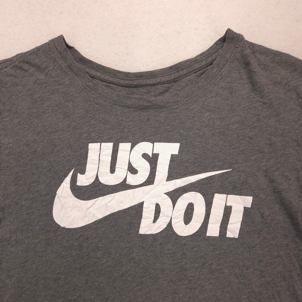 Nike Just Do It Crew Neck Graphic Short Sleeve T Shirt Mens Size M Gray 16309